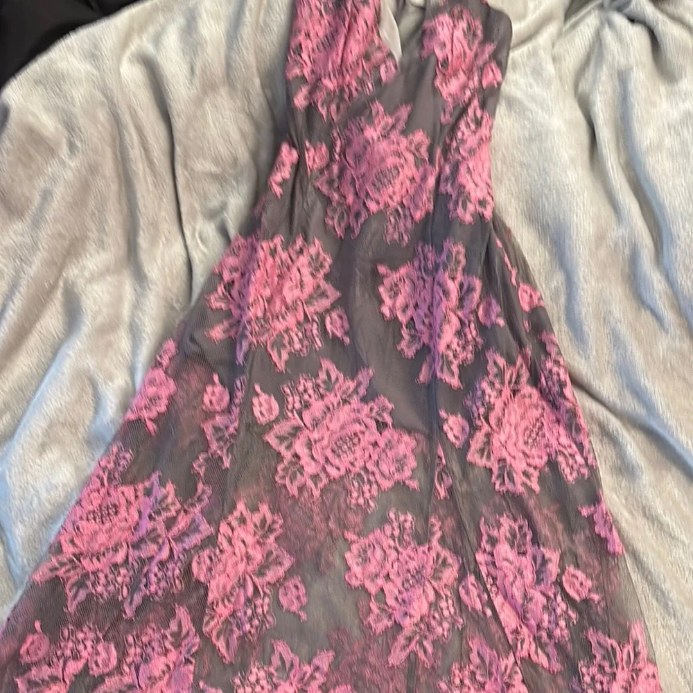 NBD Floral Lace Maxi Dress in Pink and Black - Picture 1 of 5